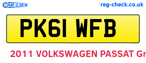 PK61WFB are the vehicle registration plates.