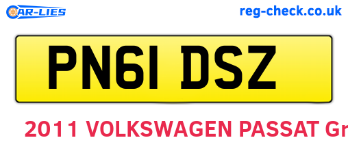 PN61DSZ are the vehicle registration plates.