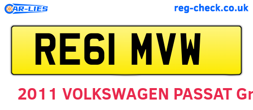 RE61MVW are the vehicle registration plates.