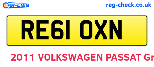 RE61OXN are the vehicle registration plates.