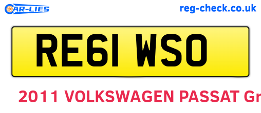 RE61WSO are the vehicle registration plates.