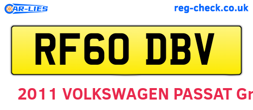 RF60DBV are the vehicle registration plates.