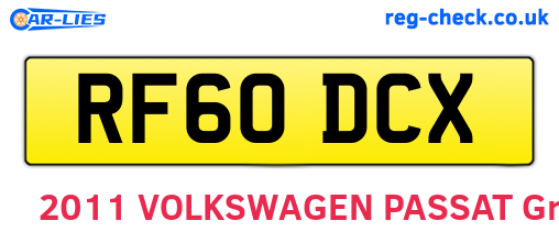 RF60DCX are the vehicle registration plates.