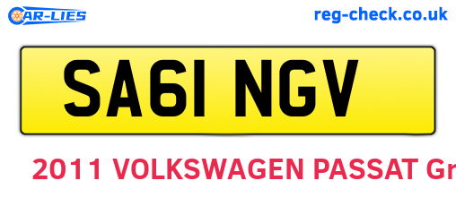 SA61NGV are the vehicle registration plates.