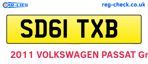 SD61TXB are the vehicle registration plates.