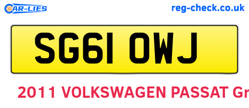 SG61OWJ are the vehicle registration plates.