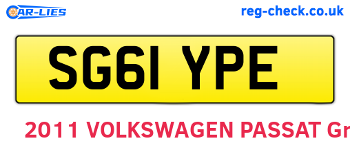 SG61YPE are the vehicle registration plates.