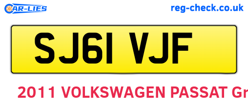 SJ61VJF are the vehicle registration plates.