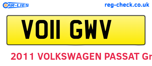 VO11GWV are the vehicle registration plates.