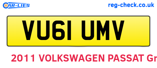 VU61UMV are the vehicle registration plates.