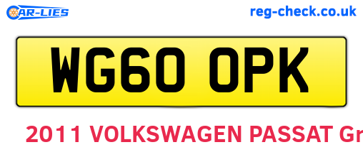 WG60OPK are the vehicle registration plates.