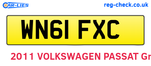 WN61FXC are the vehicle registration plates.