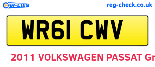 WR61CWV are the vehicle registration plates.