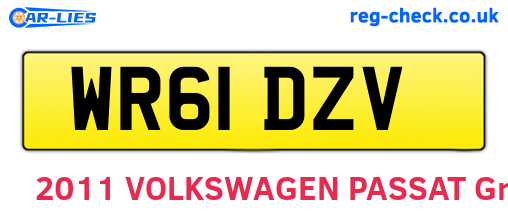 WR61DZV are the vehicle registration plates.