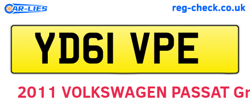 YD61VPE are the vehicle registration plates.