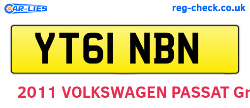YT61NBN are the vehicle registration plates.