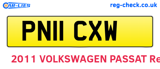 PN11CXW are the vehicle registration plates.