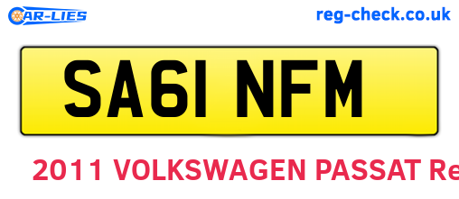 SA61NFM are the vehicle registration plates.