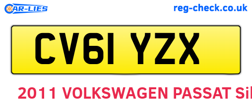 CV61YZX are the vehicle registration plates.