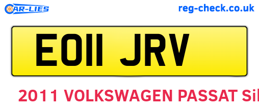 EO11JRV are the vehicle registration plates.