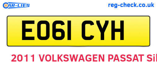 EO61CYH are the vehicle registration plates.