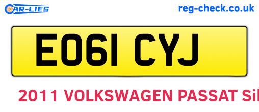 EO61CYJ are the vehicle registration plates.