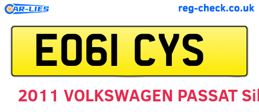 EO61CYS are the vehicle registration plates.