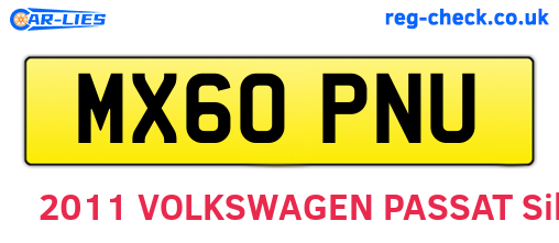MX60PNU are the vehicle registration plates.