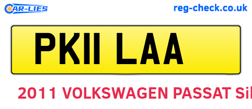PK11LAA are the vehicle registration plates.