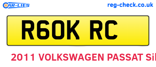 R60KRC are the vehicle registration plates.