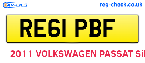 RE61PBF are the vehicle registration plates.