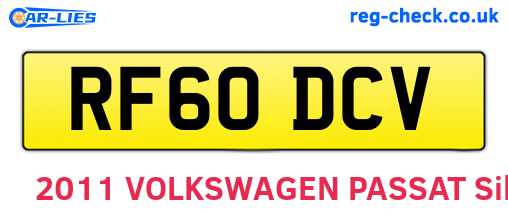 RF60DCV are the vehicle registration plates.