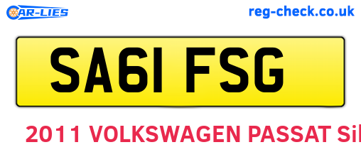 SA61FSG are the vehicle registration plates.