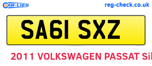 SA61SXZ are the vehicle registration plates.
