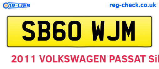 SB60WJM are the vehicle registration plates.