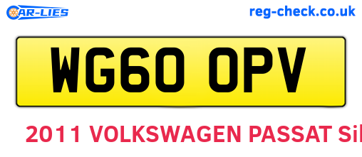 WG60OPV are the vehicle registration plates.