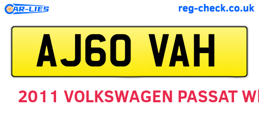 AJ60VAH are the vehicle registration plates.