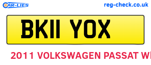 BK11YOX are the vehicle registration plates.