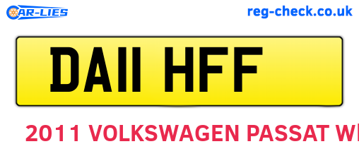 DA11HFF are the vehicle registration plates.