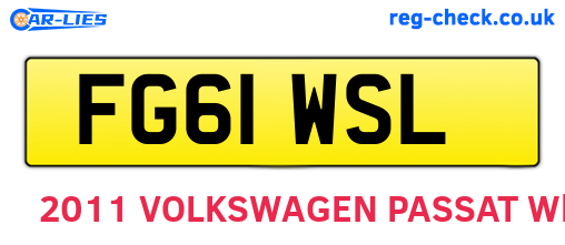FG61WSL are the vehicle registration plates.