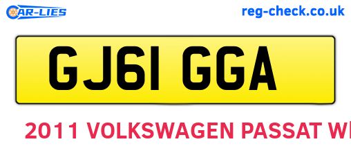 GJ61GGA are the vehicle registration plates.