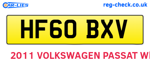 HF60BXV are the vehicle registration plates.