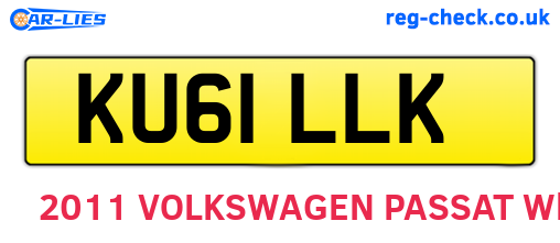 KU61LLK are the vehicle registration plates.