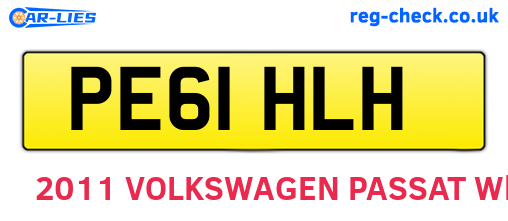 PE61HLH are the vehicle registration plates.
