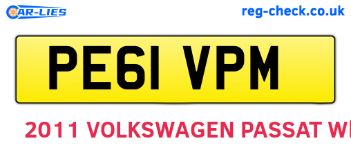 PE61VPM are the vehicle registration plates.