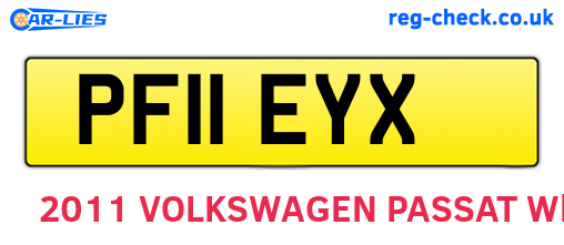 PF11EYX are the vehicle registration plates.