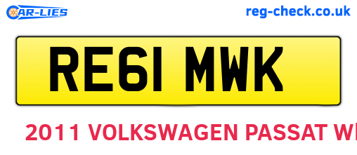 RE61MWK are the vehicle registration plates.