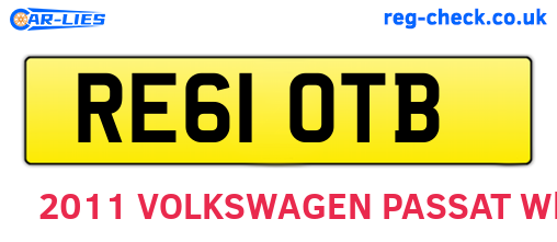RE61OTB are the vehicle registration plates.
