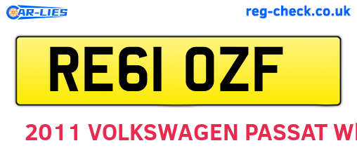 RE61OZF are the vehicle registration plates.