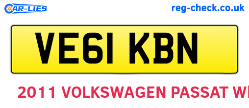 VE61KBN are the vehicle registration plates.